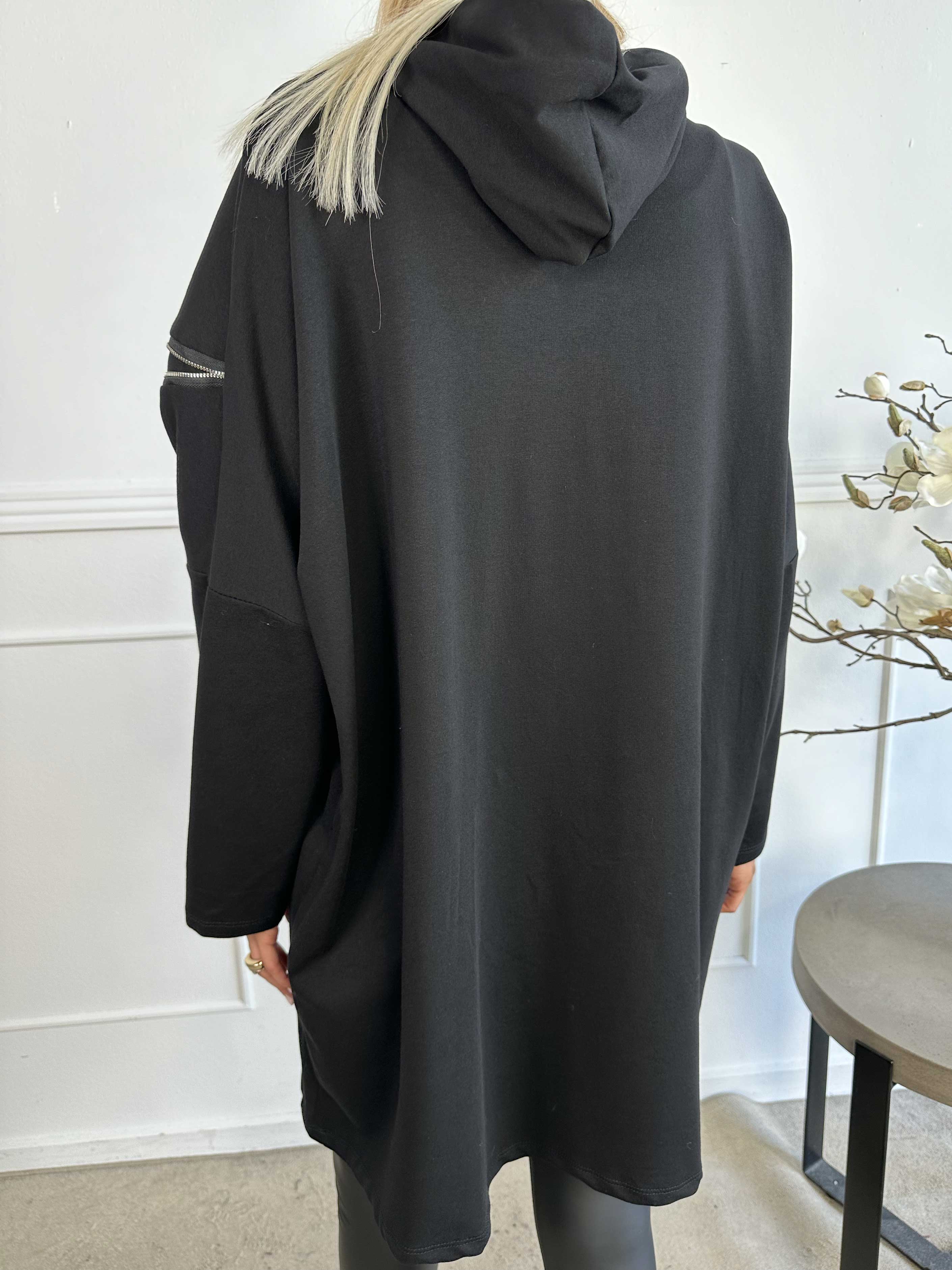 Merah - Hættetrøje med lynlåsdetalje